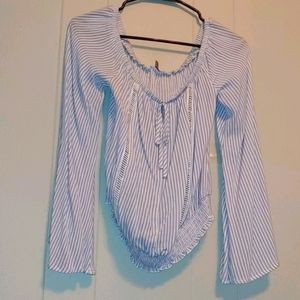 Bell sleeve striped shirt